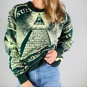 Black Scale Green Pyramid Eye Crewneck Sweatshirt
